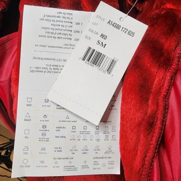 Anne Klein Red Faux Fur Lined Coat with Faux Fur Collar, Women's Small NWT - Picture 6 of 10